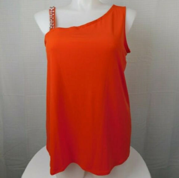 NWT INC INTERNATIONAL 1X Plus Orange embellished Sleeveless Top - Picture 3 of 13